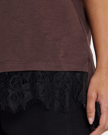 Simply Be Black And Brown Lace 2 in 1 T-Shirt