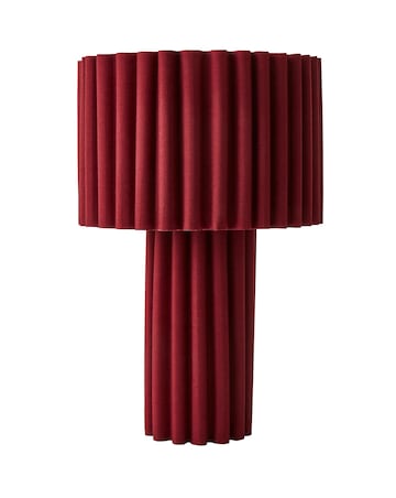 ValueLights Lenny Cherry Ribbed Fabric Table Lamp