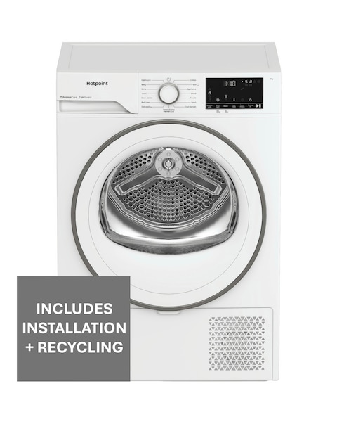Hotpoint FabicCare C HSD 82M WW UK 8kg Heat Pump Tumble Dryer White + Install