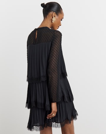 Joanna Hope Tiered Shift Dress With Lace Trim