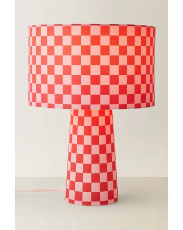 ValueLights Pritchard Pink Checkerboard Fabric Table Lamp