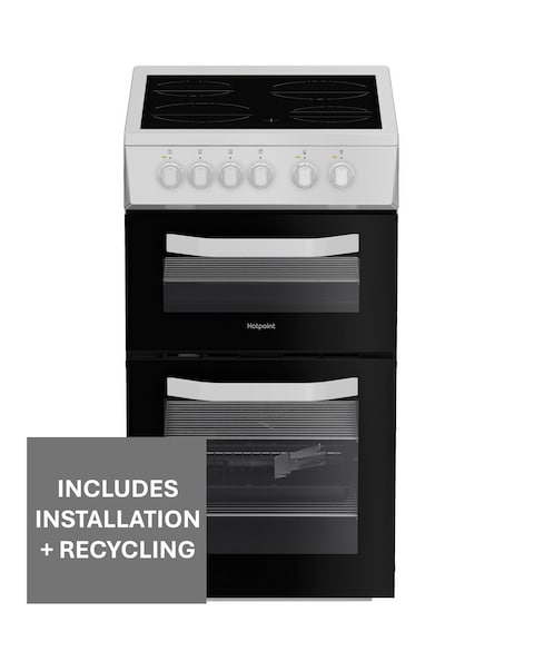Hotpoint HTE5VCW 50cm Electric Twin Cooker with Ceramic Hob - White Installation