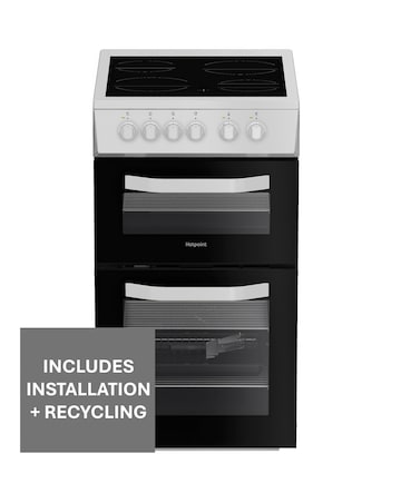 Hotpoint HTE5VCW 50cm Electric Twin Cooker with Ceramic Hob - White Installation