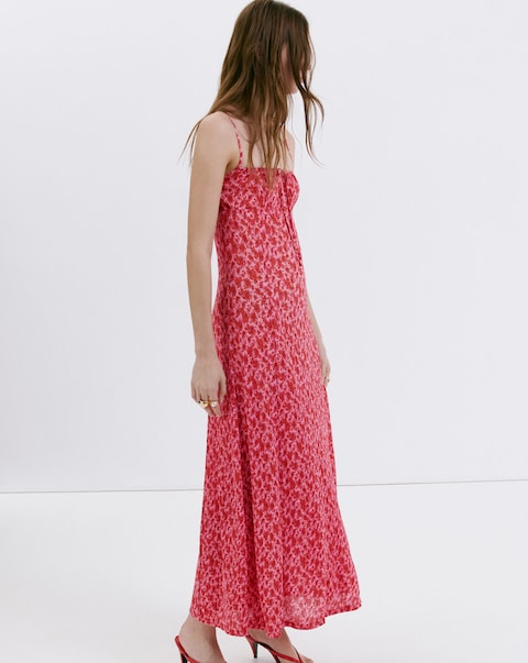Mango Floral-Print Pleated Dress