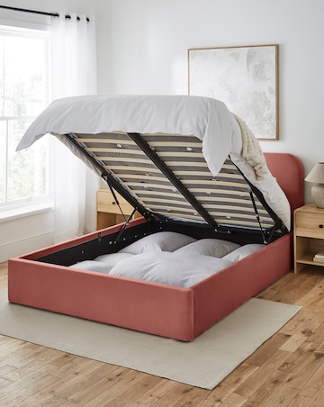 Emery Velvet Ottoman Bedframe with mattress