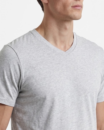 Pure Cotton V-Neck T-Shirt Long- Grey Marl