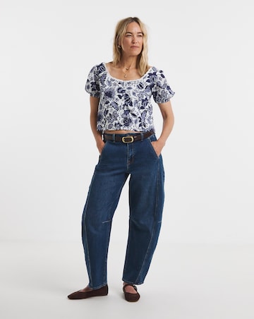Anise Navy Print Button Front Co-Ord Top
