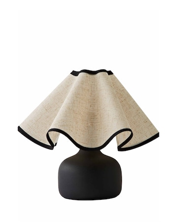 ValueLights Emilia Black Table Lamp with Black Trim Shade