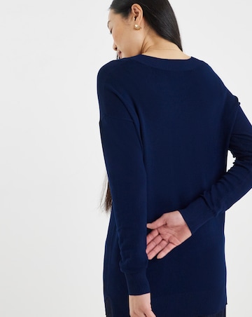 Navy Slouchy V Neck Tunic