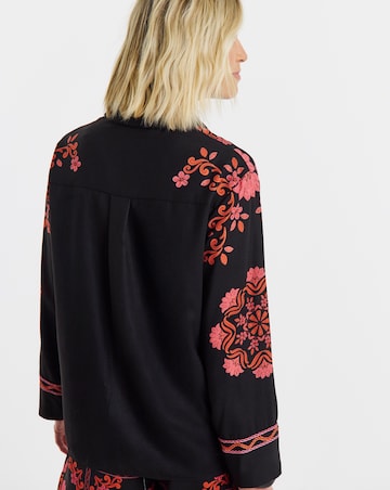 Black Paisley Placement Print Shirt