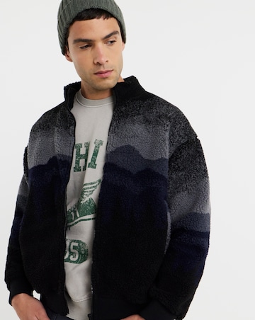 Only & Sons Adam Sherpa Bomber Sweat Top - Navy