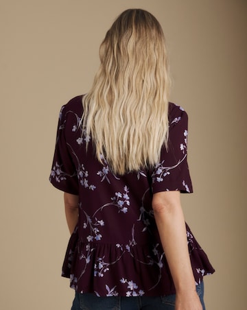Julipa Printed Button Down Peplum Blouse