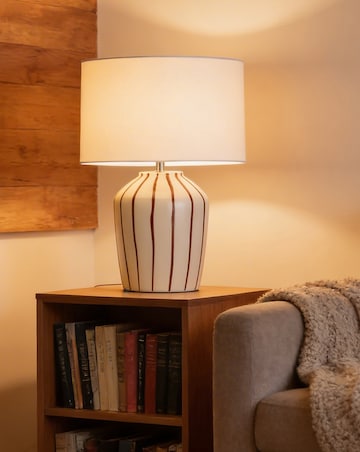 Merrow Burgundy Stripe Ceramic Table Lamp