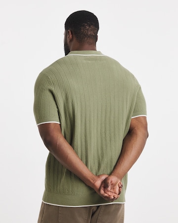 Button Through Texture Knitted Polo