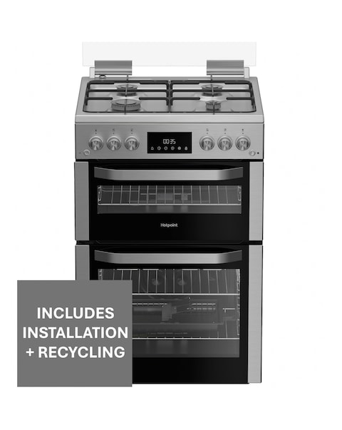 Hotpoint HDG6GDCX 60cm Gas Double Cooker Glass Lid Stainless Steel Installation