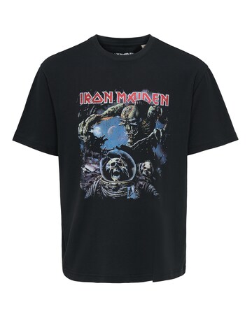 Only & Sons Iron Maiden Relaxed Fit Astronaut Skeleton T-Shirt - Black