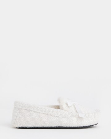 Lorna Knitted Full Slipper With Bow Detail - Wide Fit (E)