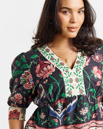 Simply Be Border Print Puff Sleeve Top