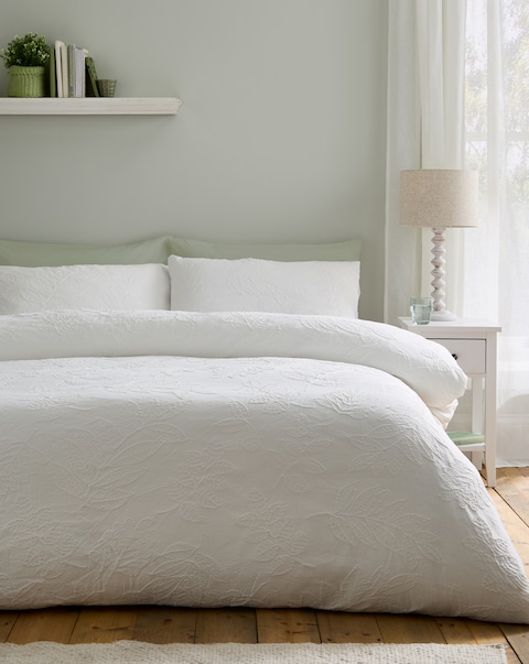 Catherine Lansfield Jacquard Leaves Duvet Cover Set