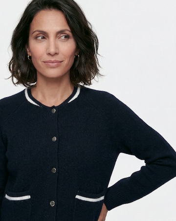 Contrast Bomber Style Knitted Cardigan