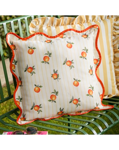 Furn. Fruits Oranges Striped Outdoor Cushion