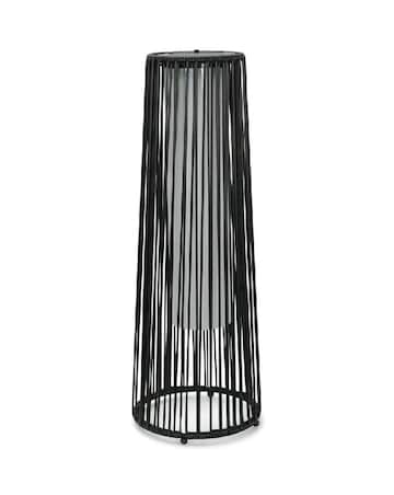 ValueLights Large Black Rattan Solar Powered Outdoor Garden Lantern Floor Lamp