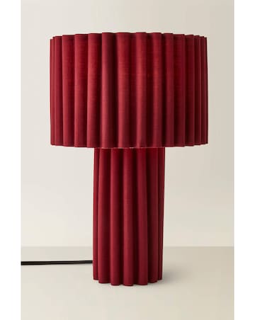 ValueLights Lenny Cherry Ribbed Fabric Table Lamp