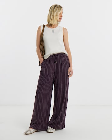 PLUM PINSTRIPE TIE WAIST WIDE LEG TROUSER CO-ORD