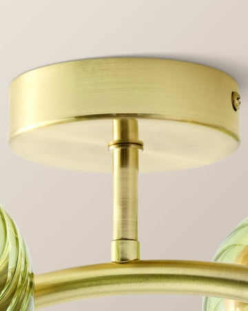 ValueLights Sydney Brushed Gold with Green Swirl Glass Multi Arm Ceiling Light