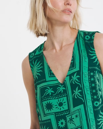 Abstract Print V Neck Woven Vest