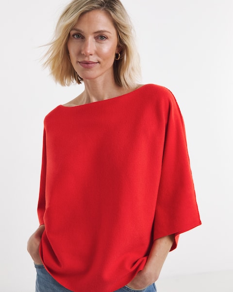 Slash Neck Kimono Sleeve Jumper