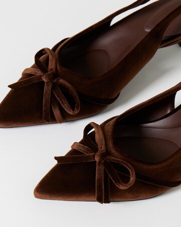 Leila Velvet Bow Slingback Heeled Shoes - Wide Fit (E)