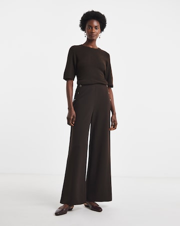 JDY Button Jersey Trouser Chocolate