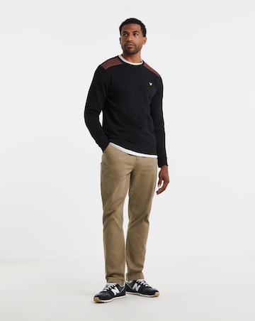 Lyle & Scott Check Panelled Crewneck Sweatshirt - Black