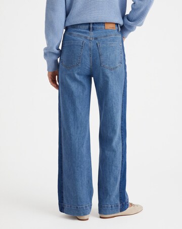 Mid Blue Authentic Side Stripe Wide Leg Jeans