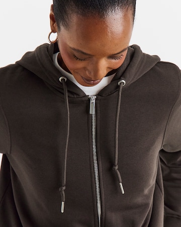 Chocolate Longline Zip Up Hoodie