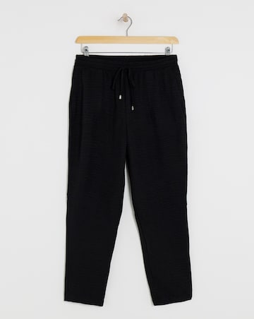 Black Textured Tapered Pull On Trouser