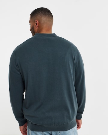 Jack & Jones Polo Neck Knit Jumper - Grey Blue