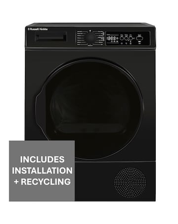 Russell Hobbs 12 Series RH9HPTD1E12B 9kg Heat Pump Tumble Dryer Black + Install