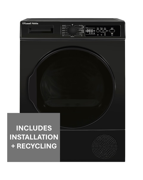 Russell Hobbs 12 Series RH9HPTD1E12B 9kg Heat Pump Tumble Dryer Black + Install