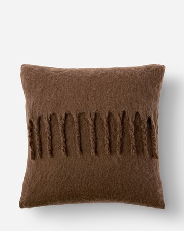 Faux Mohair Fringed Cushion - Chocolate