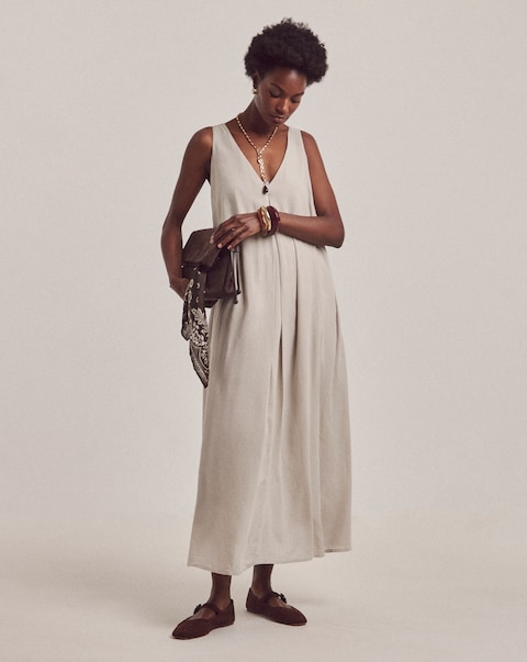 Anthology Linen Mix Pleat Dress