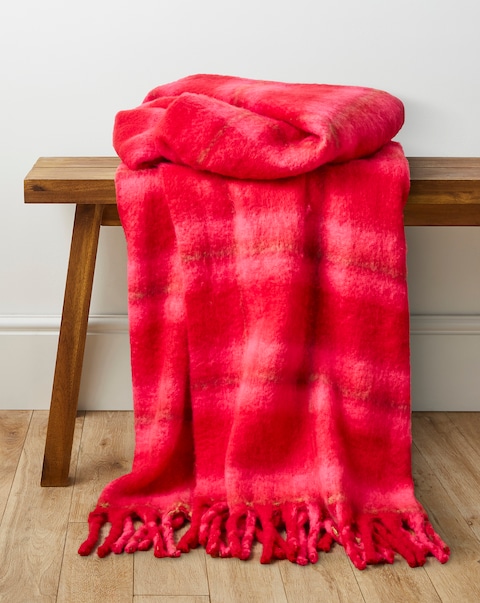 Faux Mohair Checked Throw