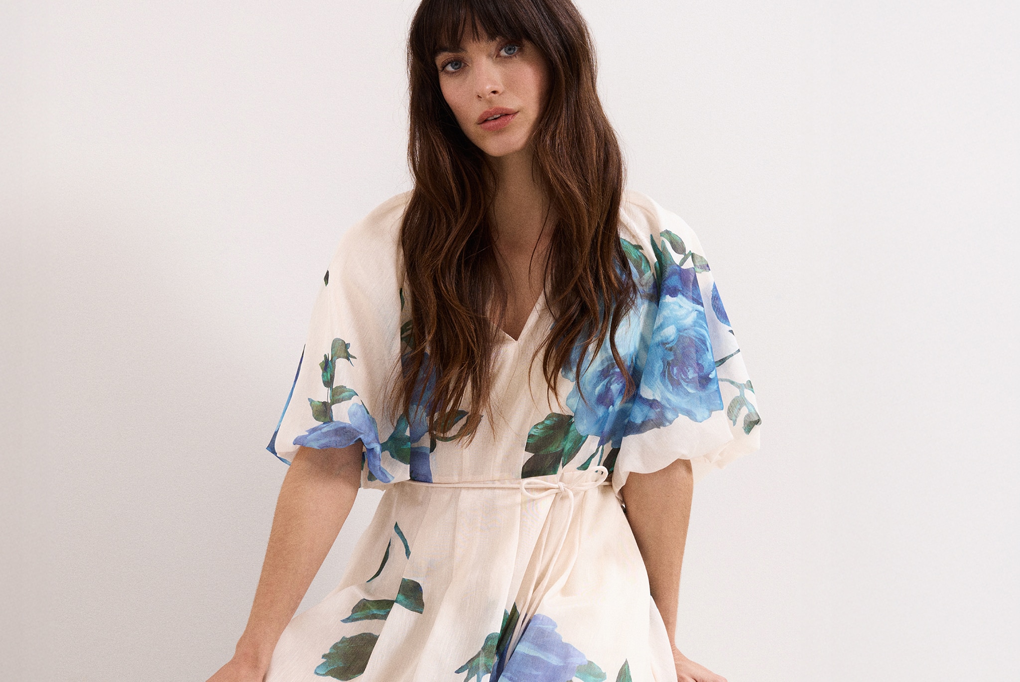 Model wears Phase Eight Adeline Print Midi Dress