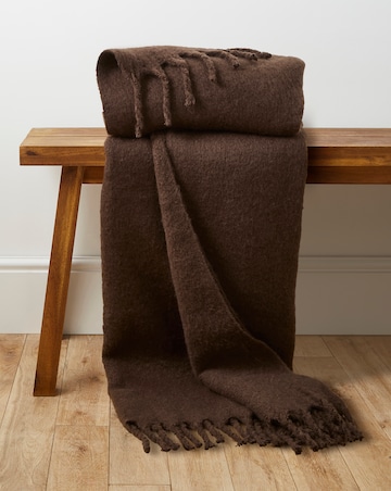 Faux Mohair Fringed Throw - Chocolate