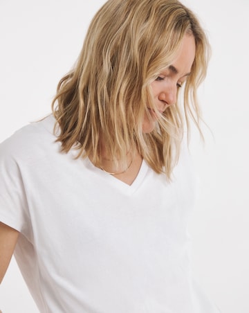 Pure Cotton White Basic V-Neck Short Sleeve T-Shirt