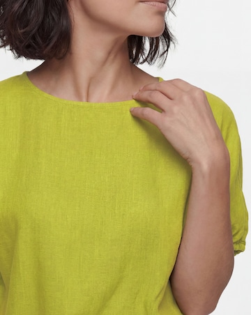 Chartreuse Linen Mix Elasticated Cuff Boxy Top