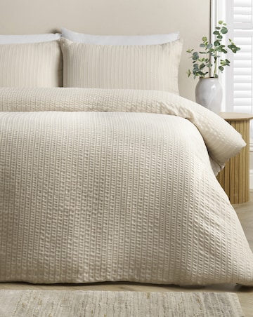 Catherine Lansfield Stripe Seersucker Duvet Cover Set