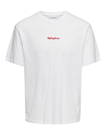Only & Sons Rolling Stones Back Print T-Shirt - White