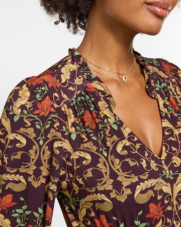 Joe Browns Elegant Leaves Long Sleeve Jersey Midi Dress